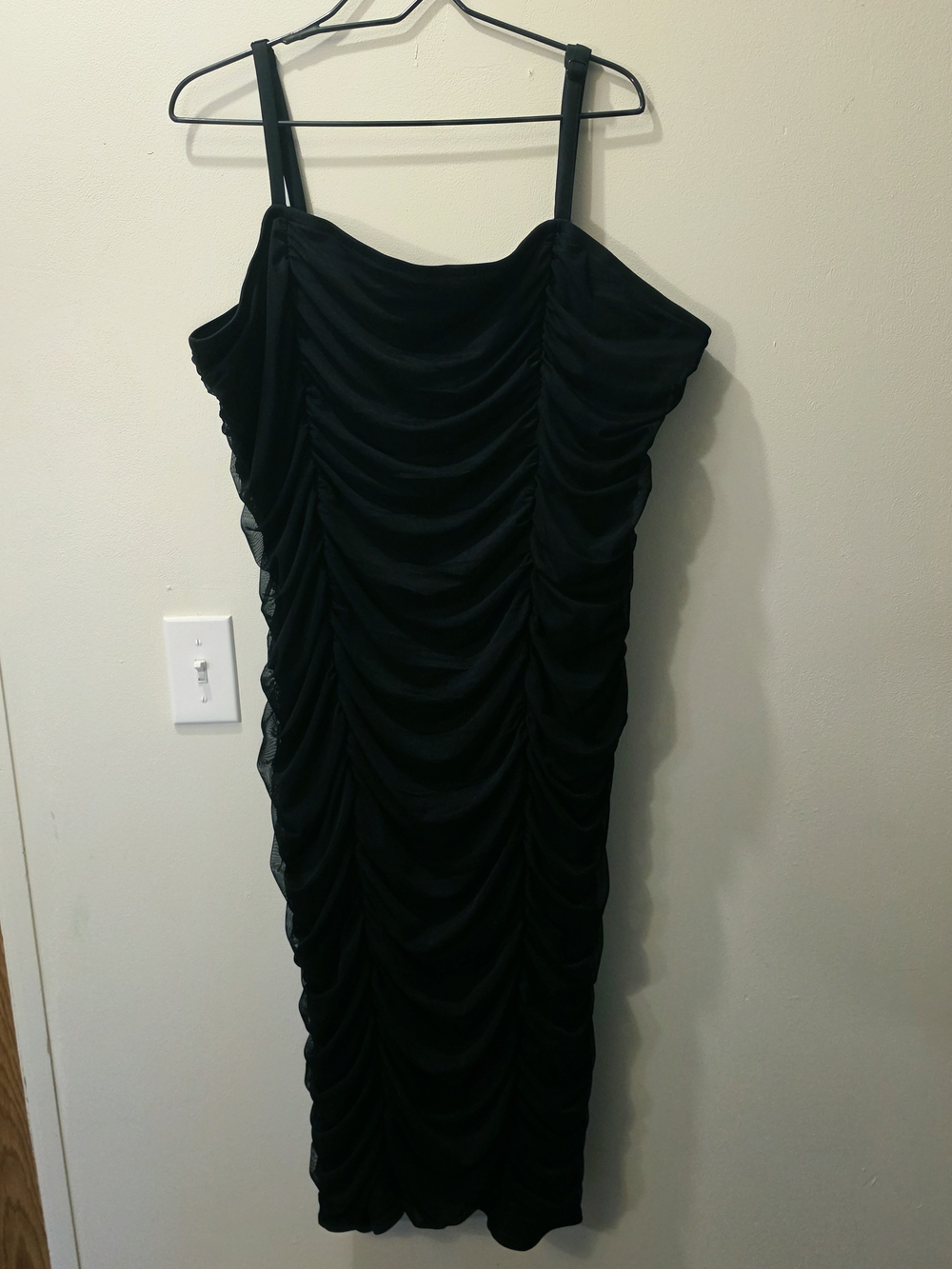 torrid Black Ruched Mesh Bodycon Dress Adjustable Spaghetti Straps Size 3 Party